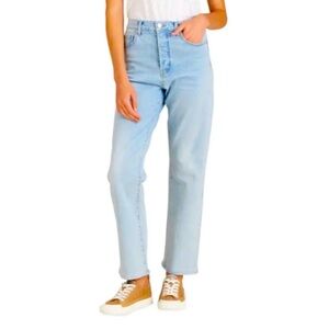 Veronica Beard Blake High-Rise Classic Straight Crop Jeans Aire Wash Size 26